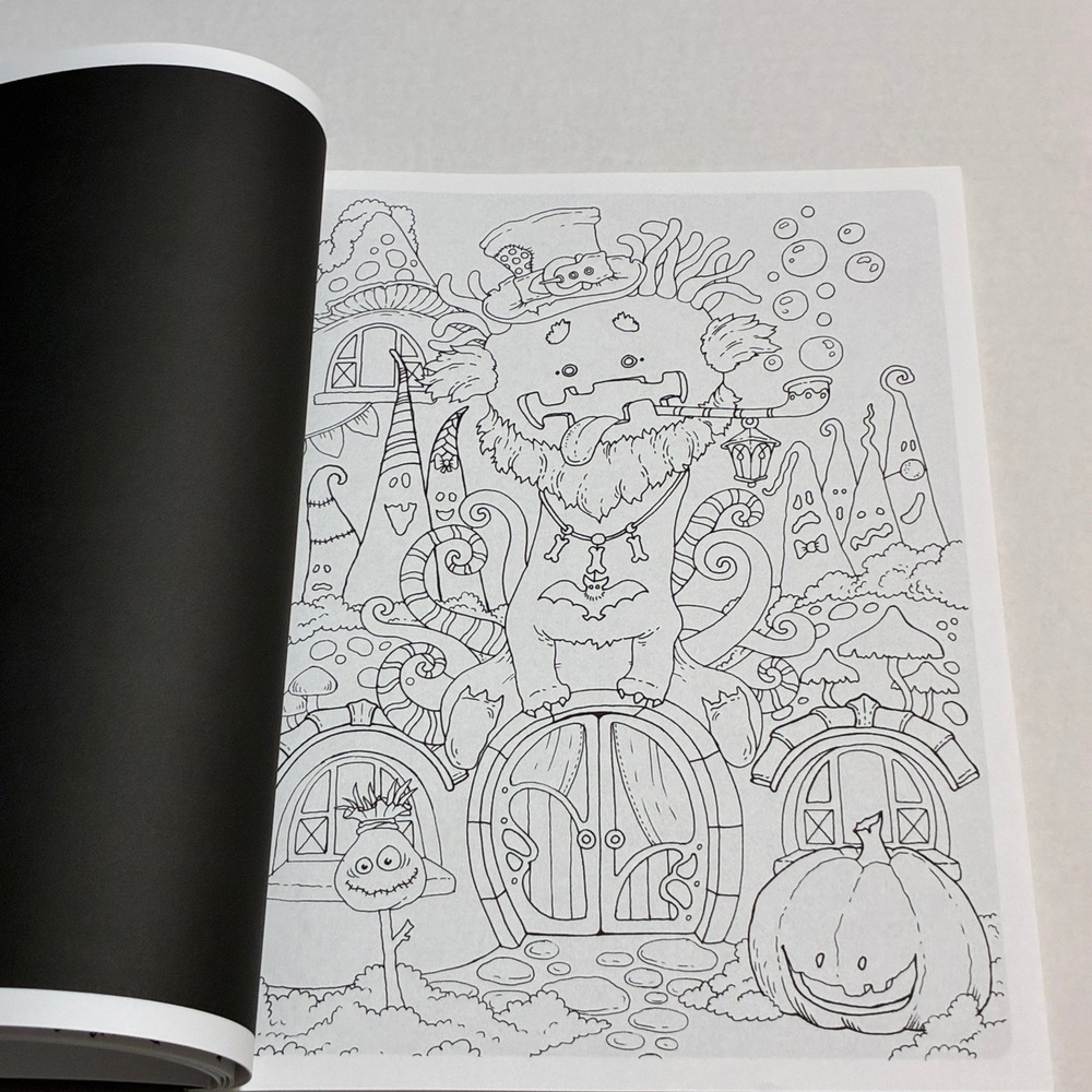 Nice Little Town Halloween Adult Coloring Book Tatiana Bogema Whimsical Spooky - Picture 5 of 11